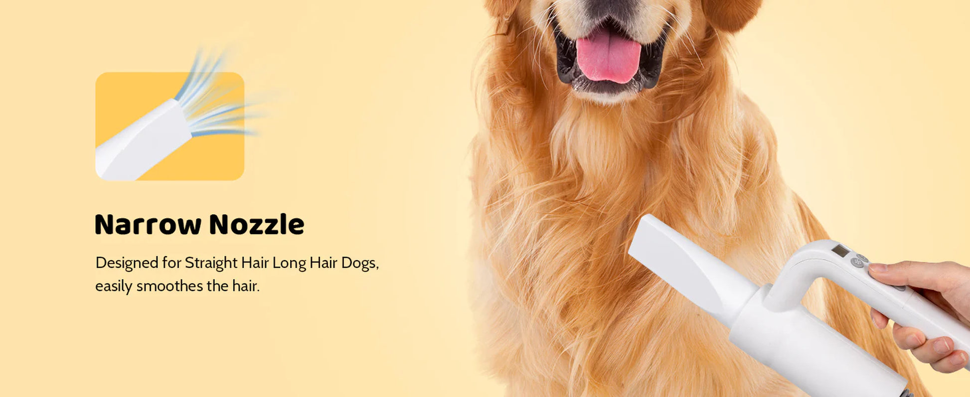 Pet Grooming Blower, Multi-Function Pet Dryer with Smart Grip, Fast Negative Ion Blower, Adjustable Airflow and Heat for Dogs and Cats
